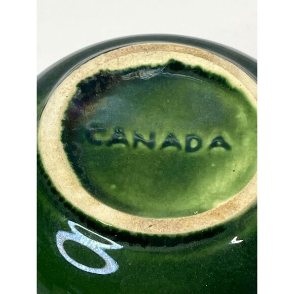 Small Vintage Green Drip Glaze Pottery Bowl Canada 3.5” wide - Picture 9 of 10